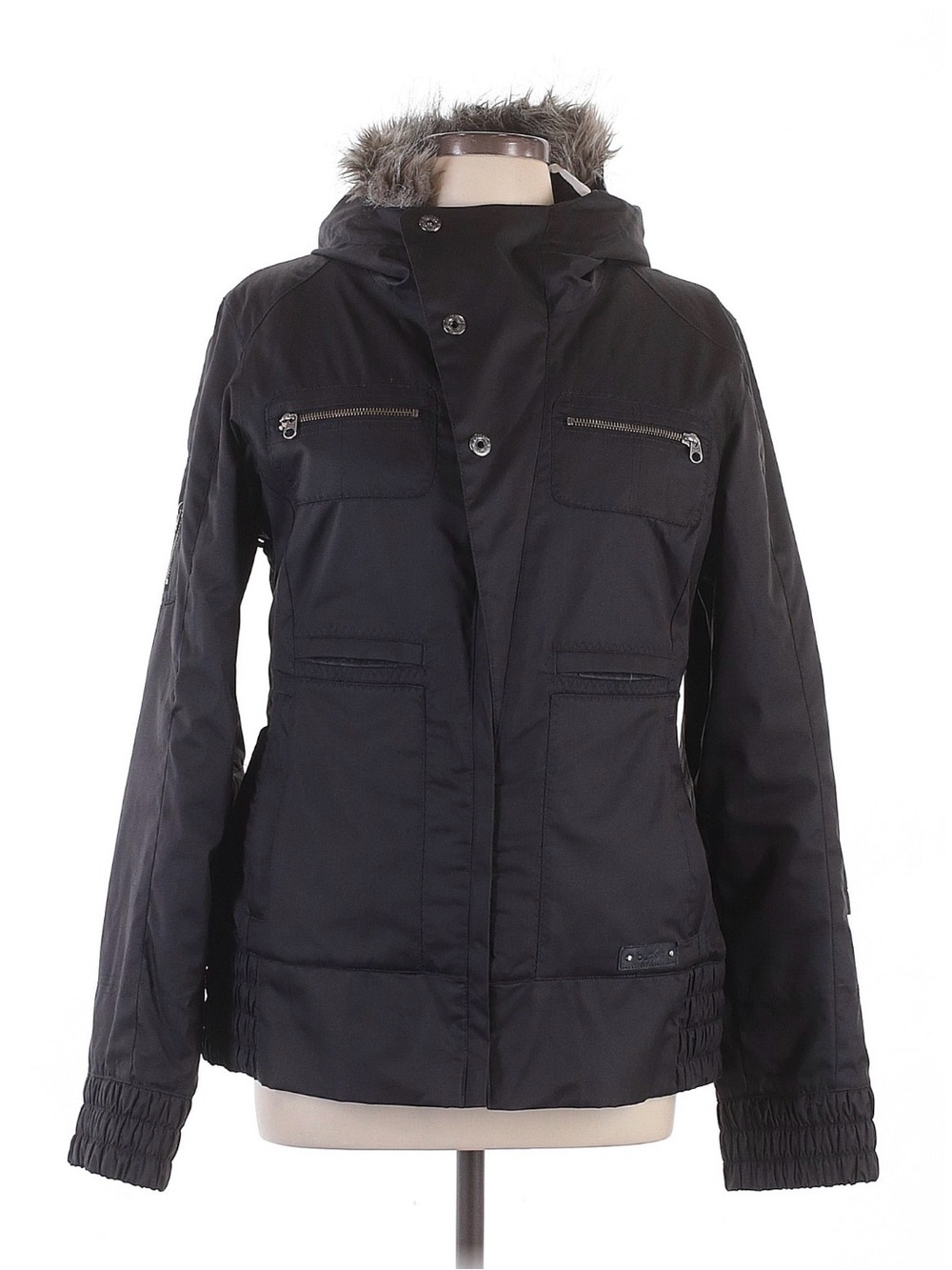 Burton lush Black Ski Snow Jacket with Faux Fur Trim Hood